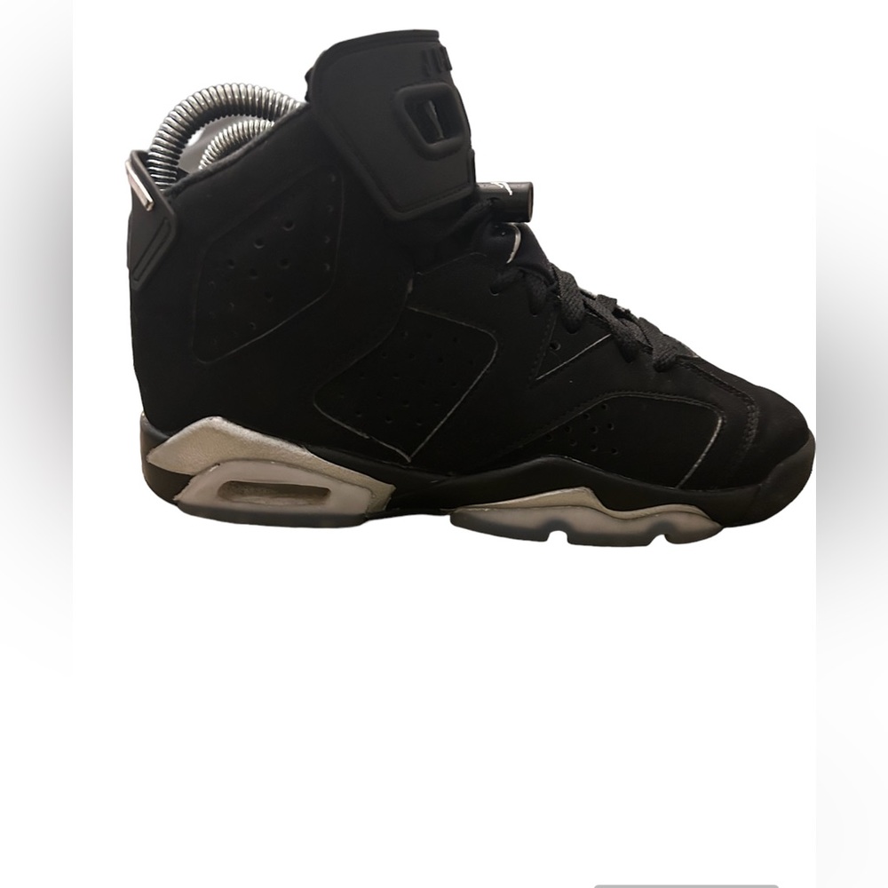 Nike Air Shoes Jordan 6 Retro Chrome Youth 3.5Y Black/Silver Sneakers